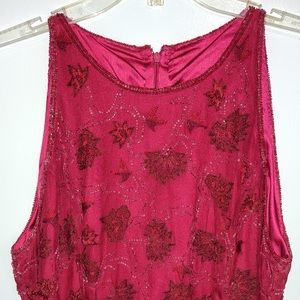 Large Red Blouse embroidered silk